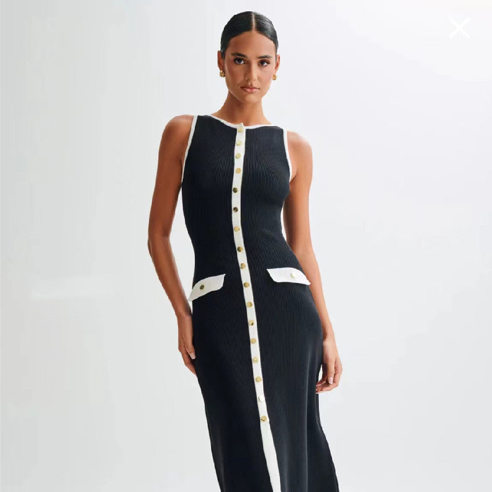 Robe élégante en laine noire pour femme