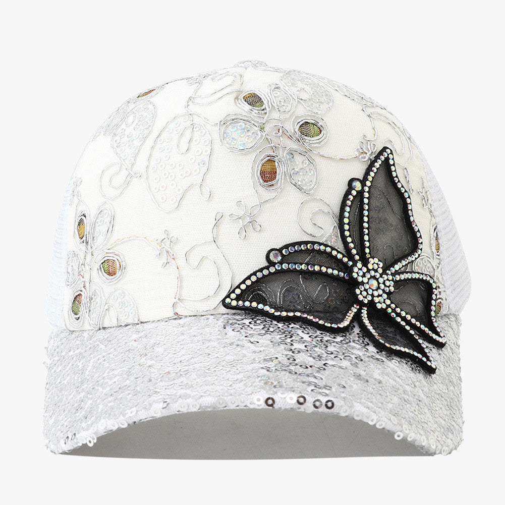 Gorra con visera de lentejuelas de moda informal para mujer