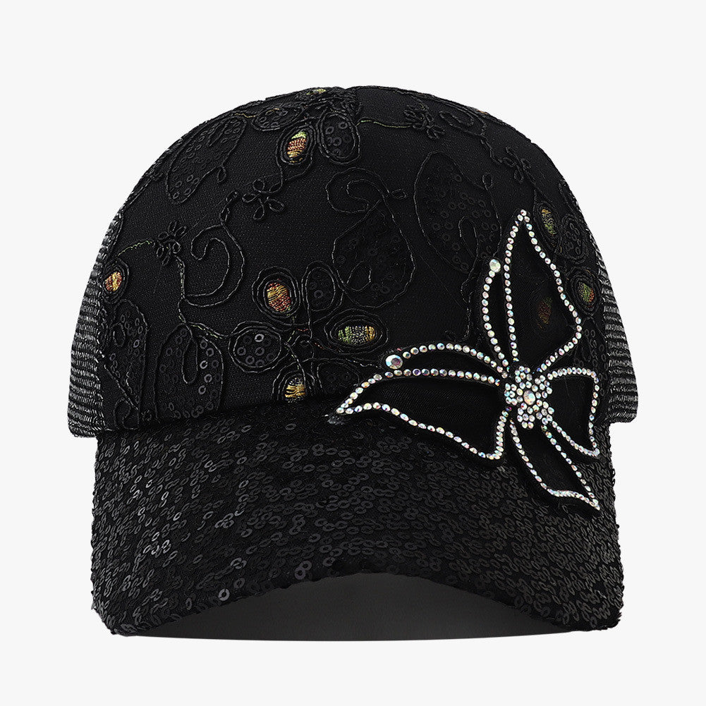 Gorra con visera de lentejuelas de moda informal para mujer