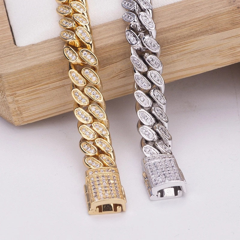 Collar para perro de oro rosa, cadena de acero inoxidable con diamantes de imitación para perro, collar para mascota