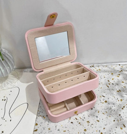 Boîte ronde portable Princess Mini petite boîte de rangement de bijoux de luxe simple à main