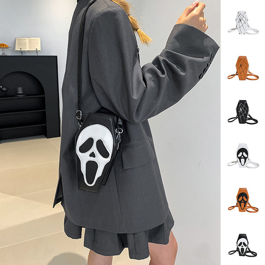 Sac bandoulière en forme de cercueil pour Halloween, sacoche gothique en toile d'araignée, sac messager pour enfants, sac de téléphone pour femmes