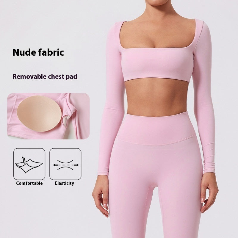 Camiseta deportiva de manga larga para yoga, correr al aire libre y fitness