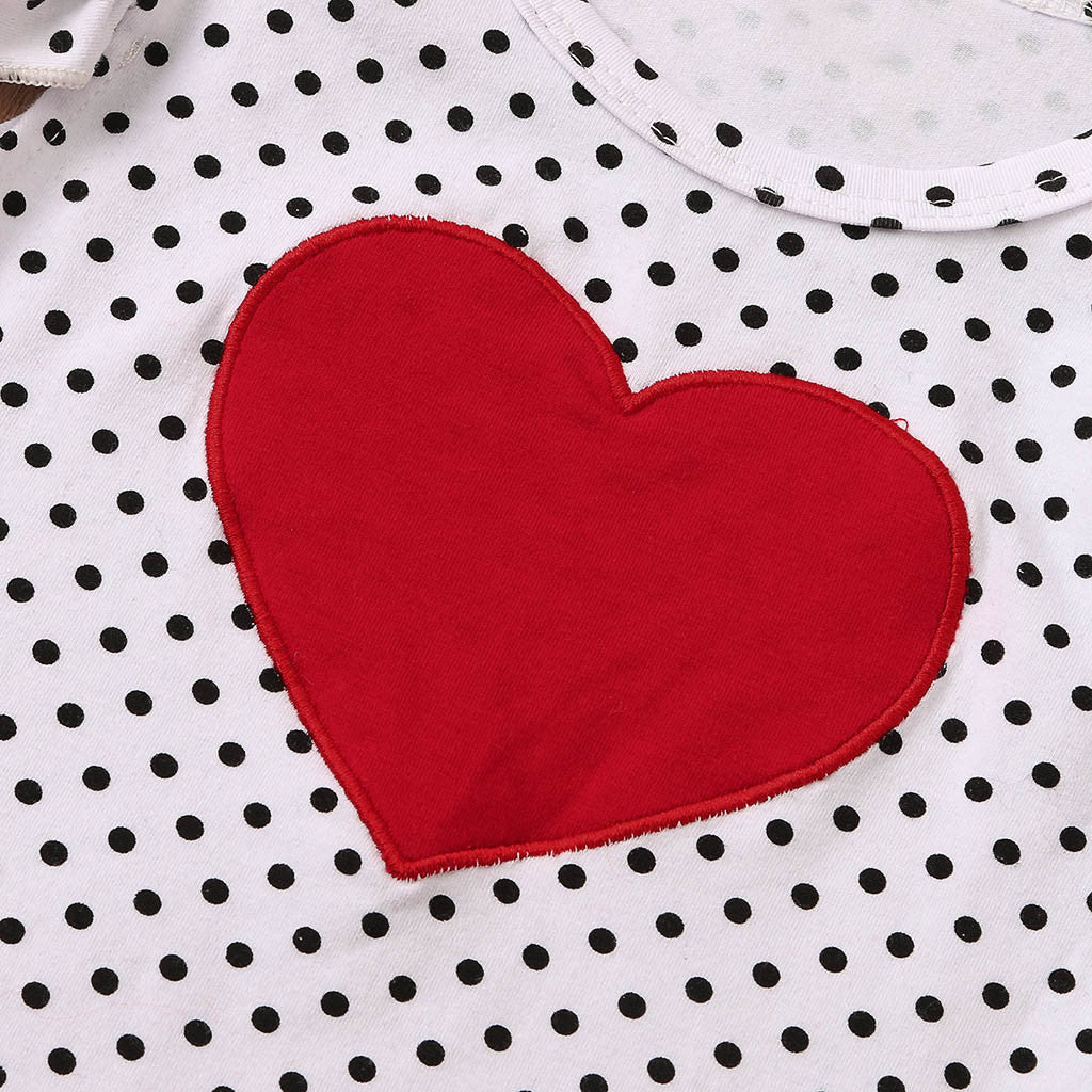 Robe décontractée à pois et manches volantées pour bébé fille, bretelles en forme de cœur, 0-3 ans