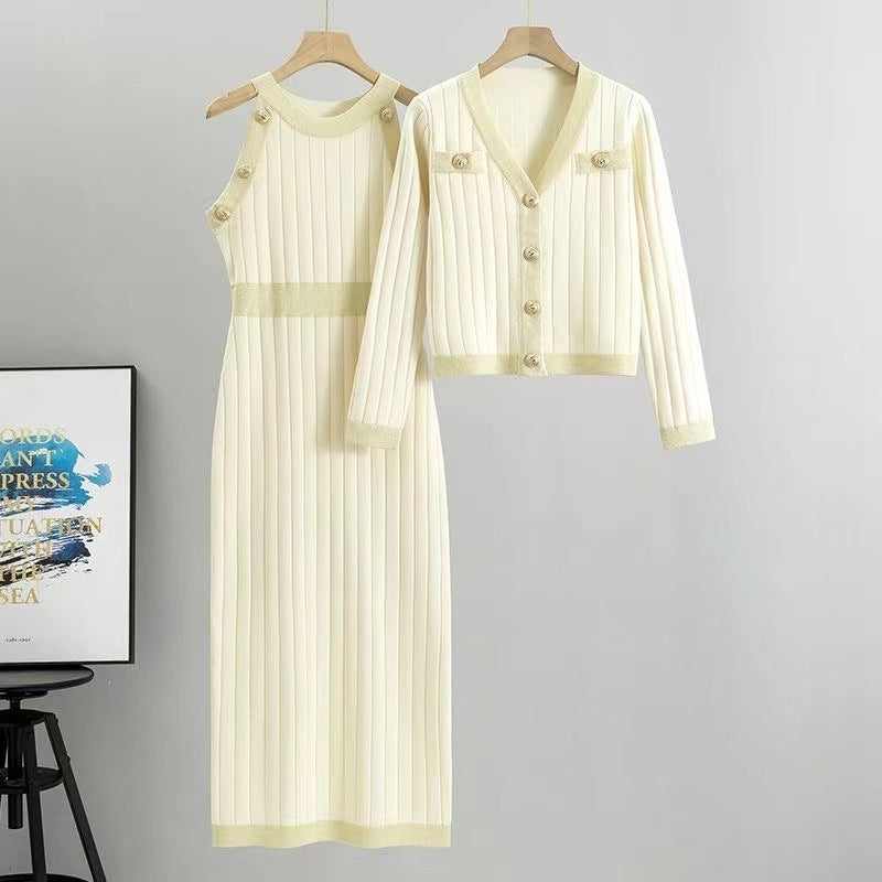 Pull deux pièces taille haute style français pour femme