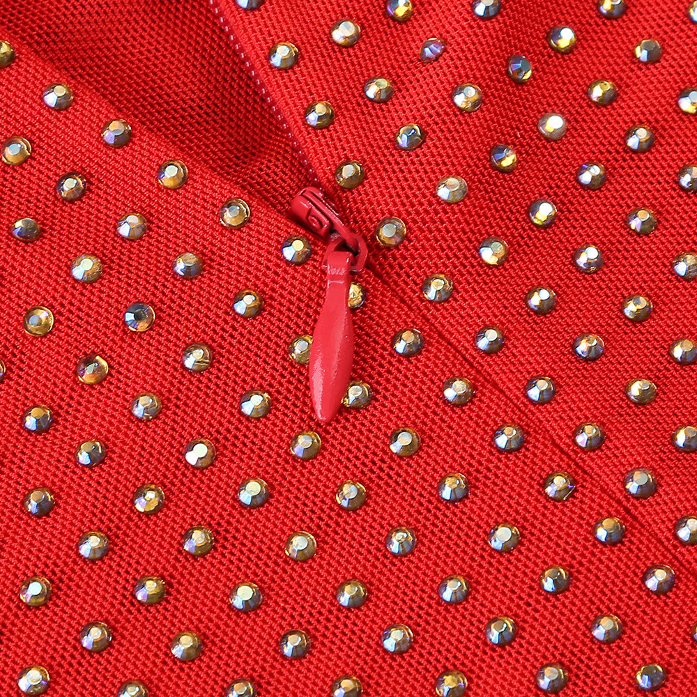 Robe moulante sans manches à strass pour femme