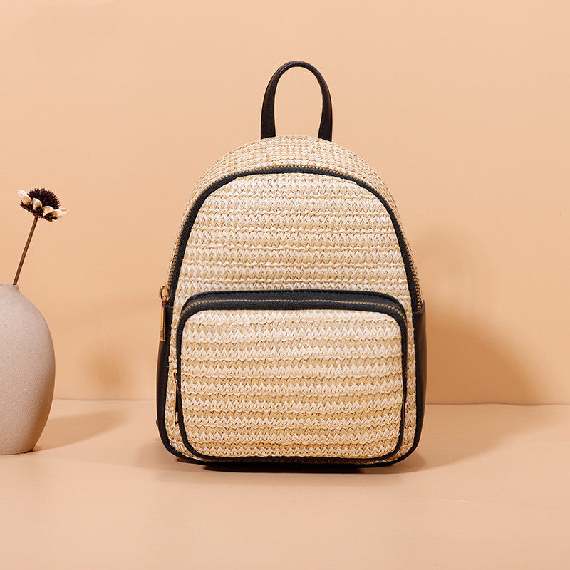 Mochila de paja con textura de nueva moda para mujer