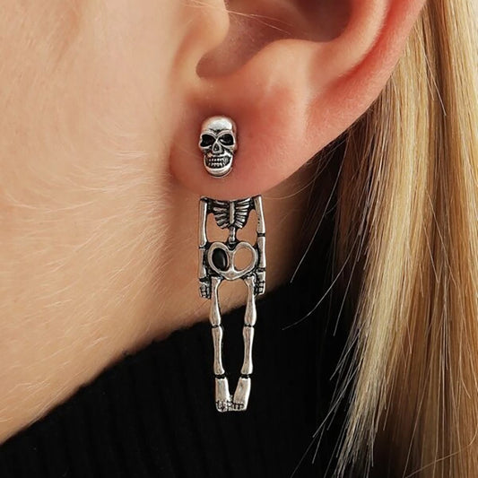 Boucles d'oreilles Halloween Simulation de crâne Squelette humain Boucles d'oreilles à tige détachables
