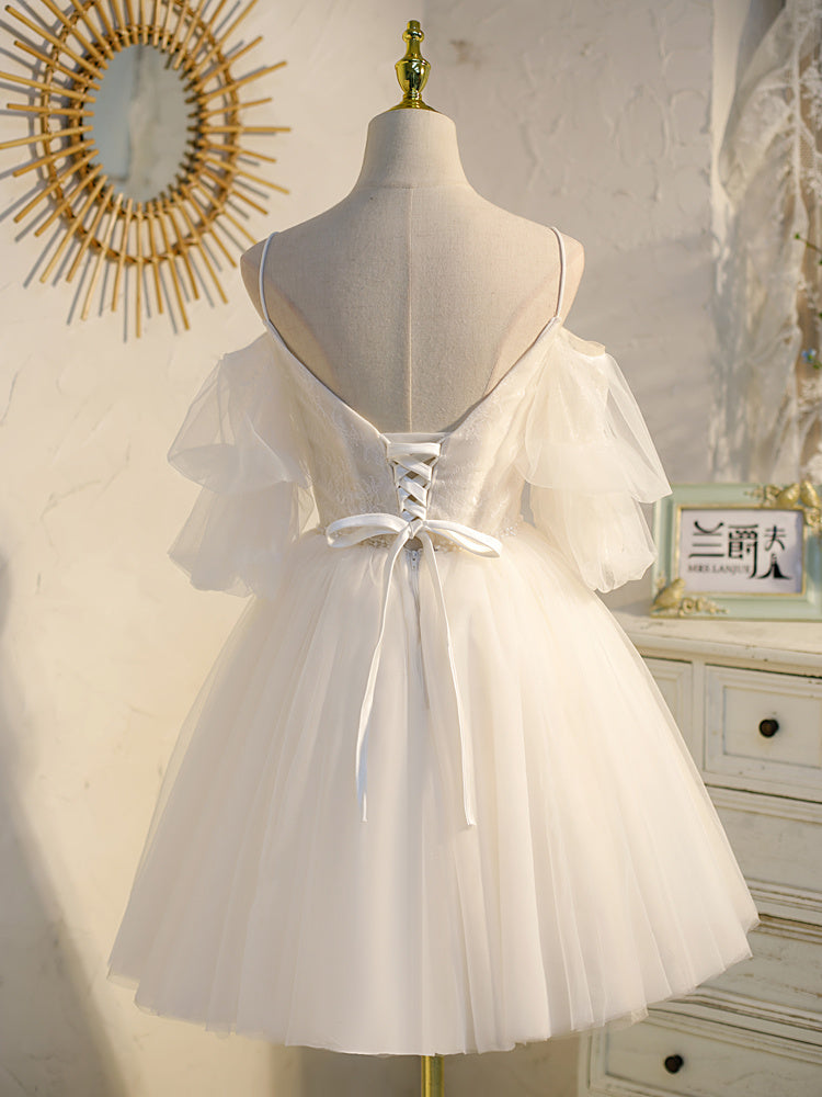 Dress With V-neck And Fairy Style Sweet Bubble Sleeves