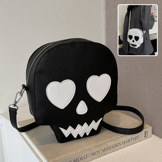 Lindos bolsos de hombro pequeños con calaveras de Halloween y ojos de amor, bolso cruzado con personalidad de moda para niñas y mujeres