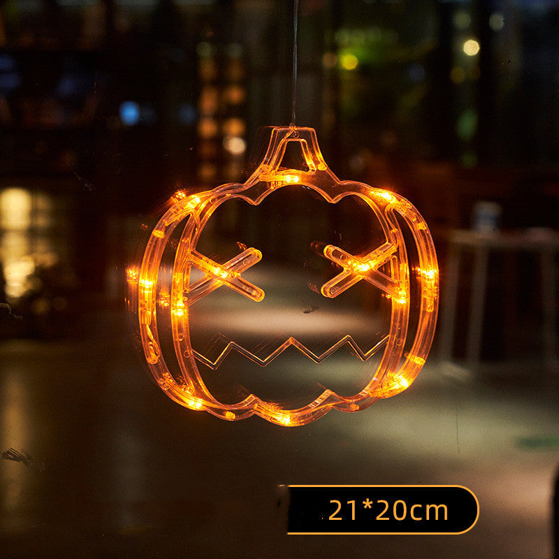 Luces LED colgantes para ventana de Halloween, luces colgantes de calabaza y araña, luces de ambiente de terror fantasma, luces decorativas para fiestas navideñas, decoración del hogar