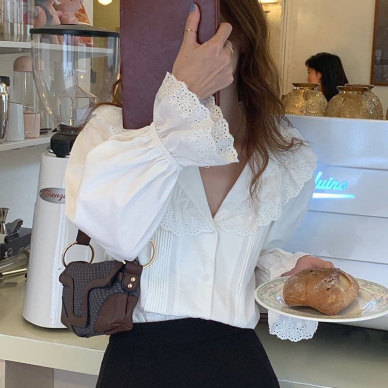 Versatile Single Breasted Flare Sleeve Shirt