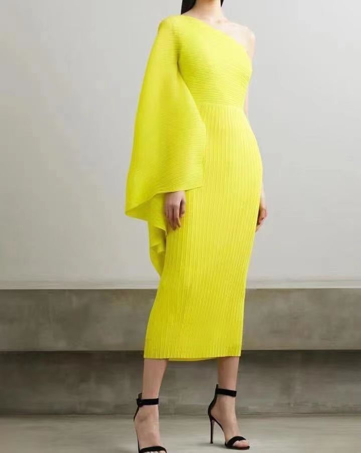 Robe châle plissée d'été pour femme