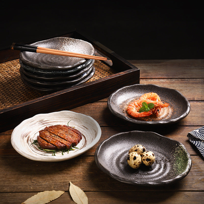 Plato de cerámica Irregular para aperitivos de Sushi, plato de guarnición para el hogar, vajilla creativa para restaurante