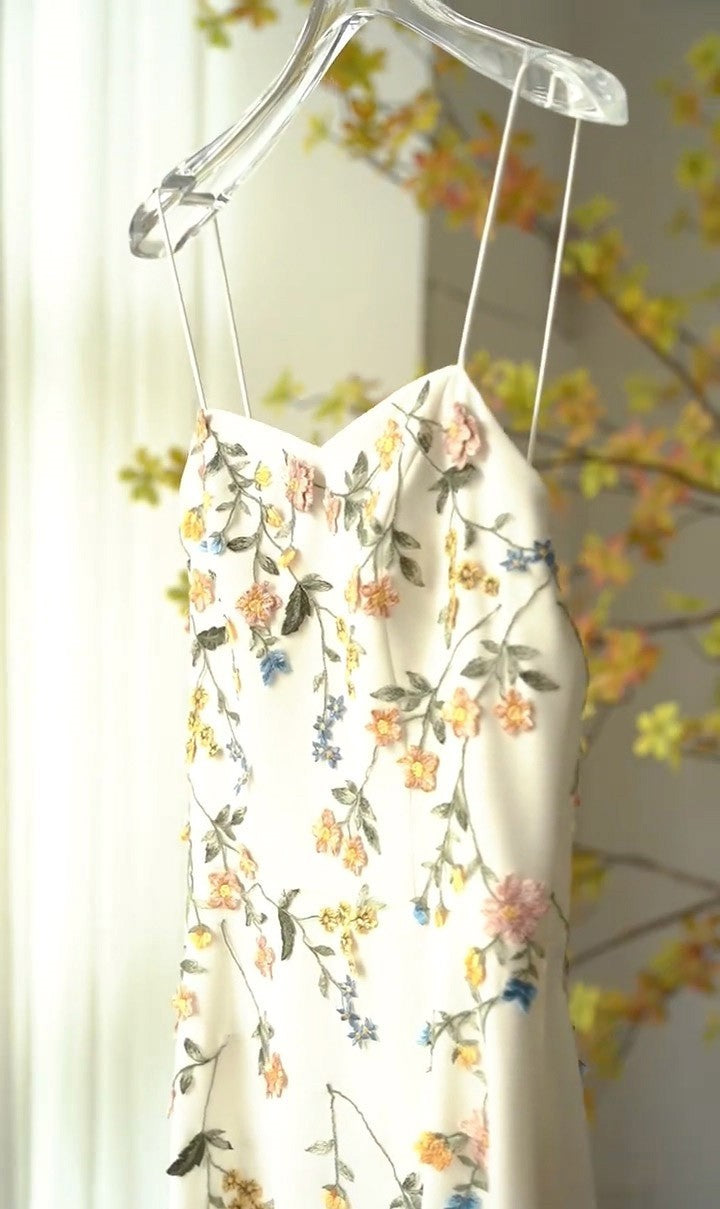 Vestido de tirantes blanco estilo francés para mujer