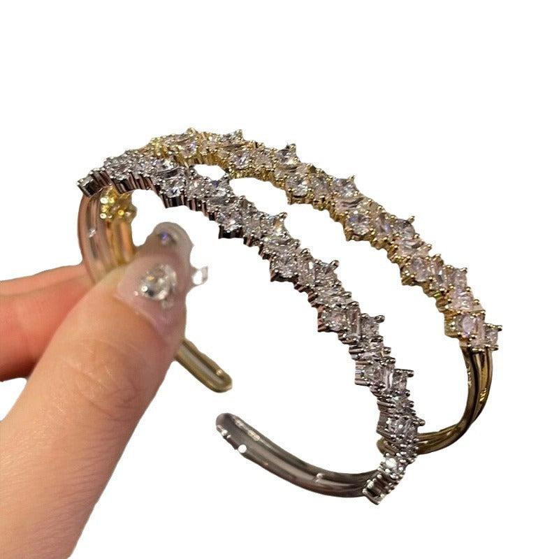 Pulsera de circón con microincrustaciones irregulares para mujer