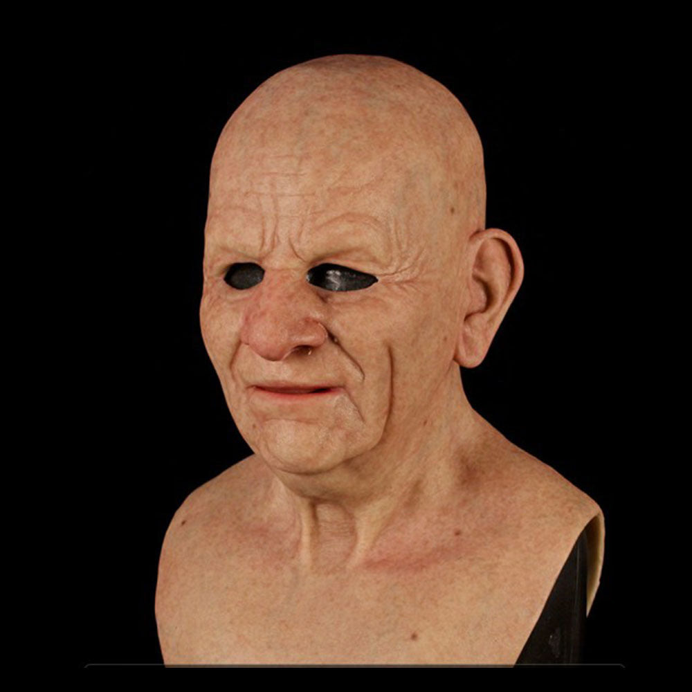 Máscara blanca vieja, calva, vieja, de látex, accesorio divertido para cosplay de Halloween
