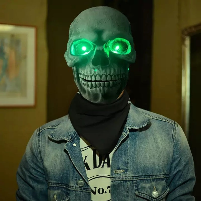 Masque d'Halloween en latex avec tête de mort et bouche mobile, accessoire de déguisement pour Halloween