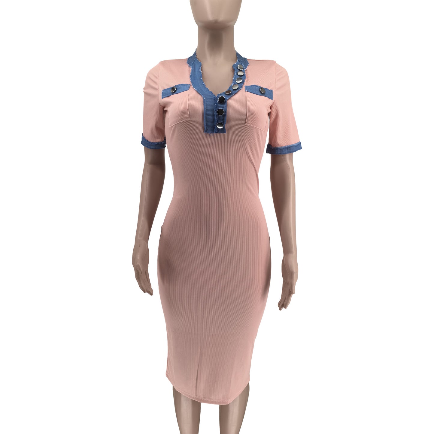 Robe tendance pour femme de couleur unie avec poches