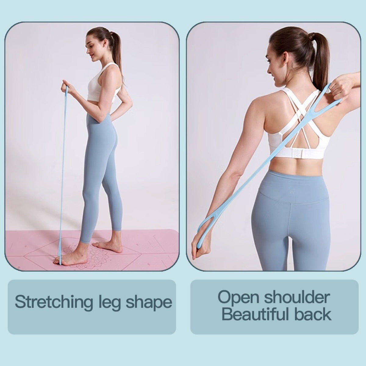 Kit de mini-bandes élastiques de yoga en silicone à 8 caractères, lot de 3, bandes de résistance légères, moyennes et lourdes pour le bas du corps, pour les jambes et les fessiers.