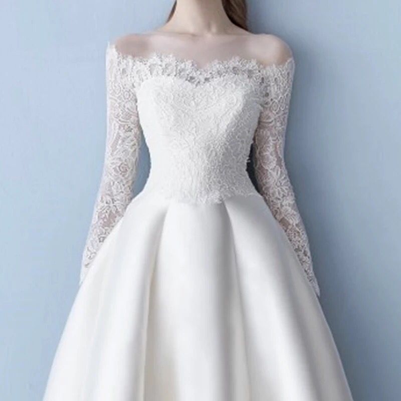 Princess Skirt Simple Long-sleeved Trailing Wedding Dress