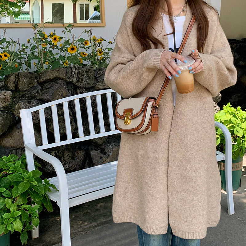 New Saddle Bag Commuter Shoulder Canvas Contrast Color Square Bag