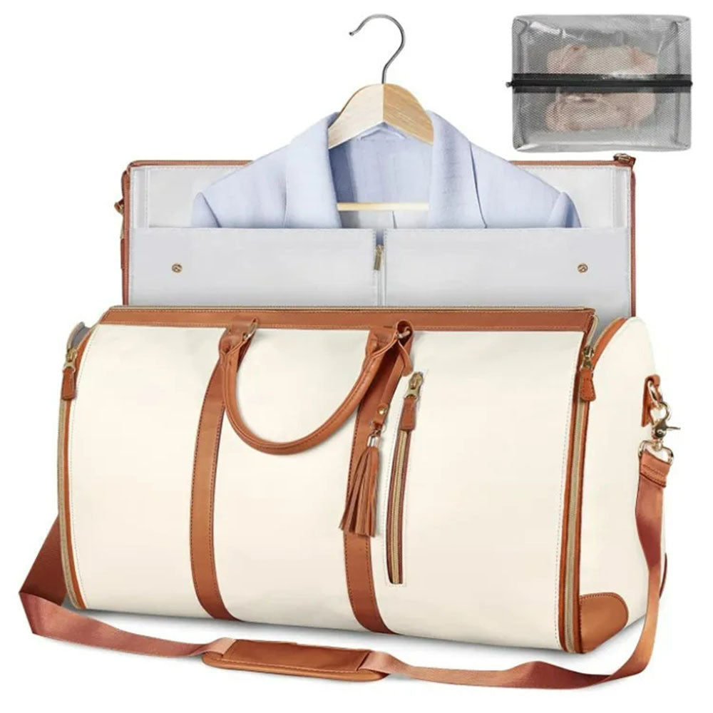 Foldable Women's Travel Convenient Carry-on Clothing Bag Large PU Leather Duffel Bag Women's Business Travel Bag