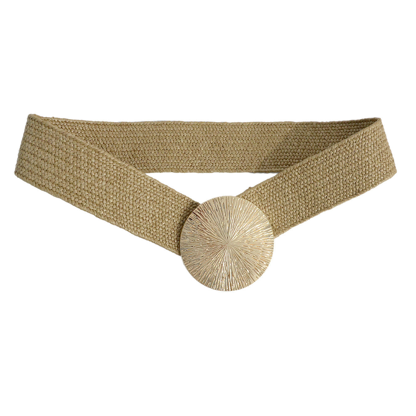Ceinture pour femme, décontractée, simple, décorative, large, boucle ronde en métal, ceinture élastique à la taille