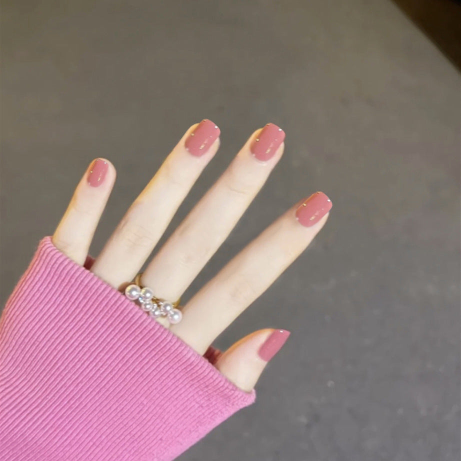 Parche de uñas postizas de color sólido simple a la moda para mujer