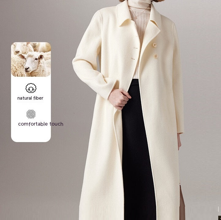 Manteau long en laine coupe slim haut de gamme pour femme