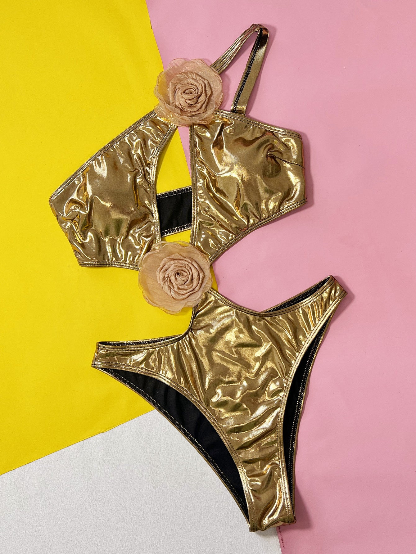 Traje de baño de una pieza Bikini de una pieza con cuello en V para mujer