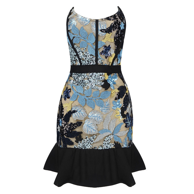 Robe bustier à sequins et queue de poisson pour femme