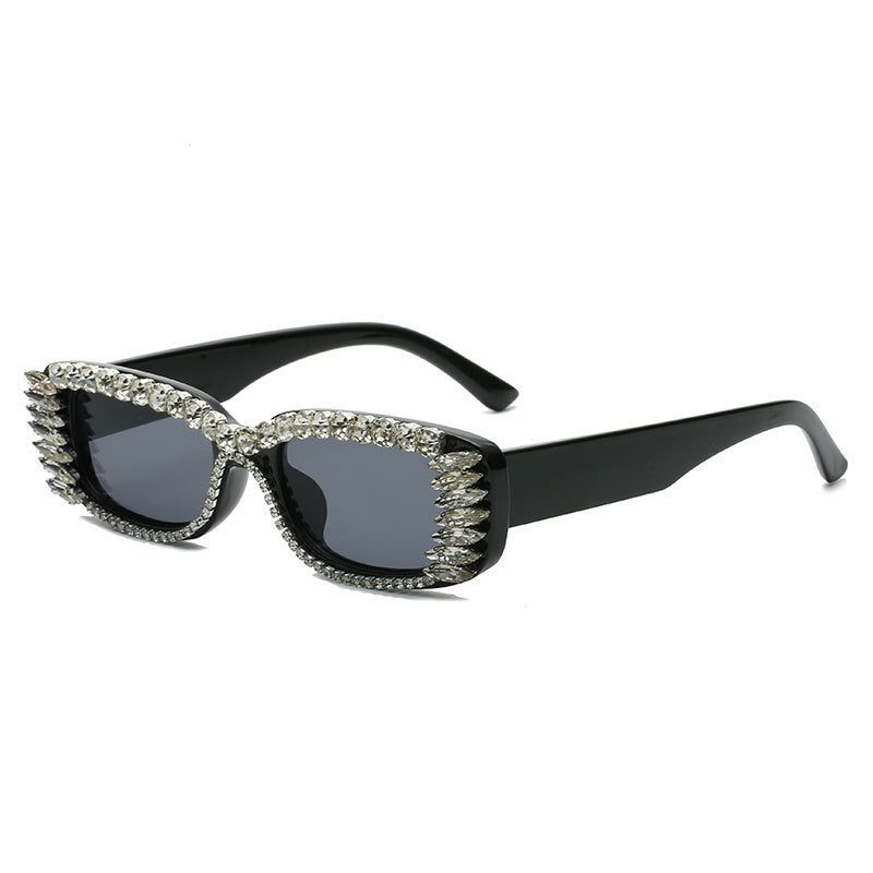 Gafas de sol con tachuelas de diamantes de moda Gafas de sol cuadradas pequeñas con diamantes de imitación