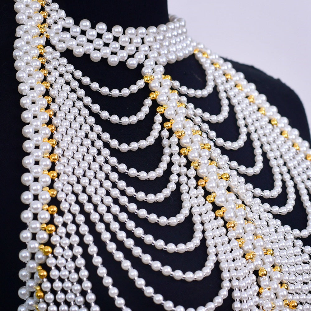Collier de perles Châle Chaîne d'épaule de mariage