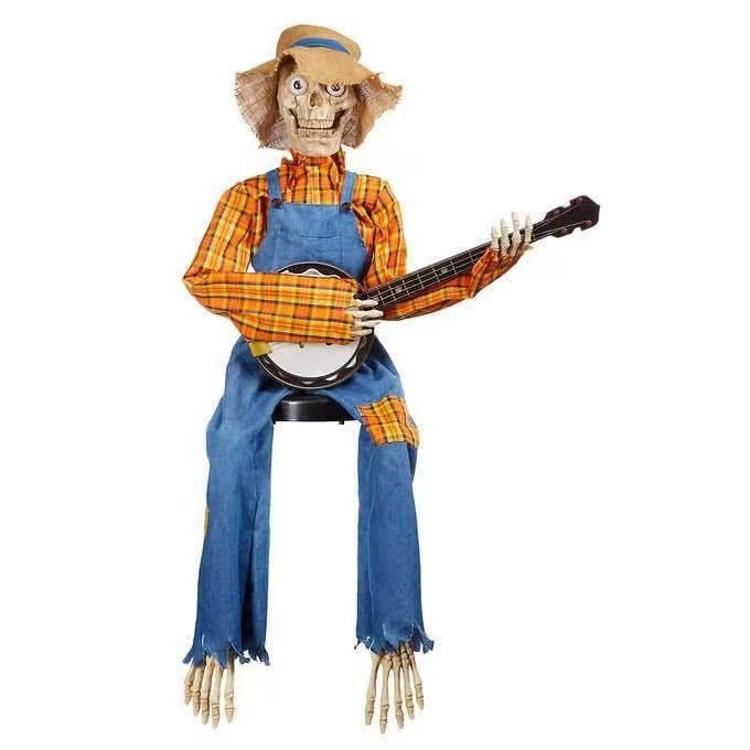 Decoración de esqueleto de banjo para Halloween