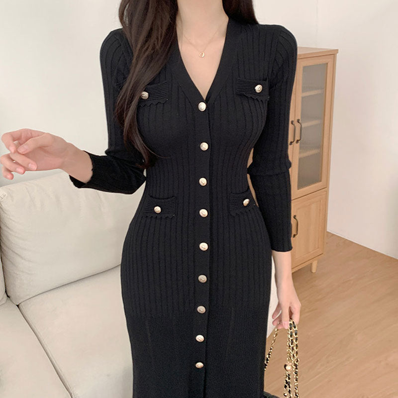 Single Breasted Slim Fishtail Dress Is Fashionable
