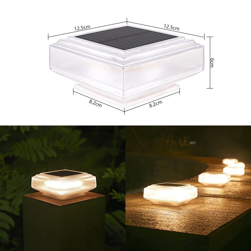 Faros delanteros de columna cuadrada con energía solar para patios al aire libre
