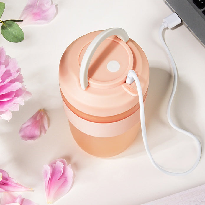 Licuadora portátil recargable con 4 cuchillas para batidos y licuados, 400 ml, taza exprimidora para frutas frescas