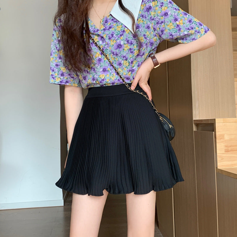 Jupe mi-longue plissée violette pour femme, petite jupe, jupe trapèze taille haute, jupe fine