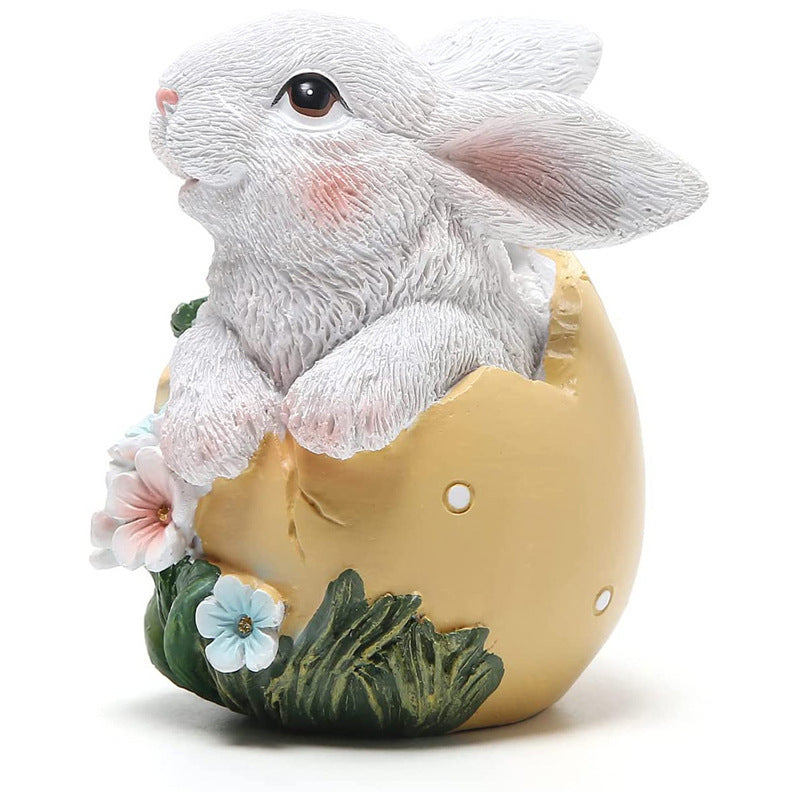 Adorno de estatua de resina de conejo de Pascua para decoración del hogar de primavera