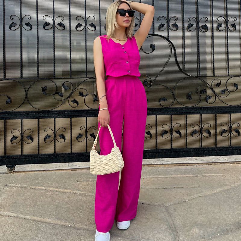 Gilet Pantalon Décontracté Mode Costume Deux Pièces