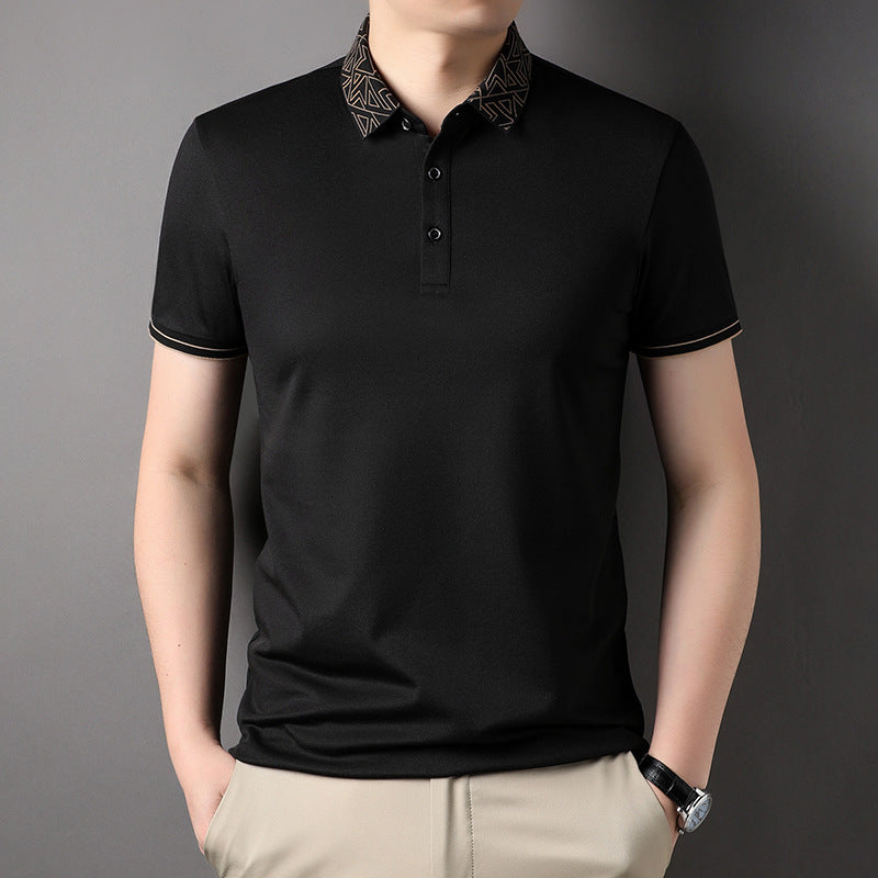 T-shirt homme col polo couleur unie fin