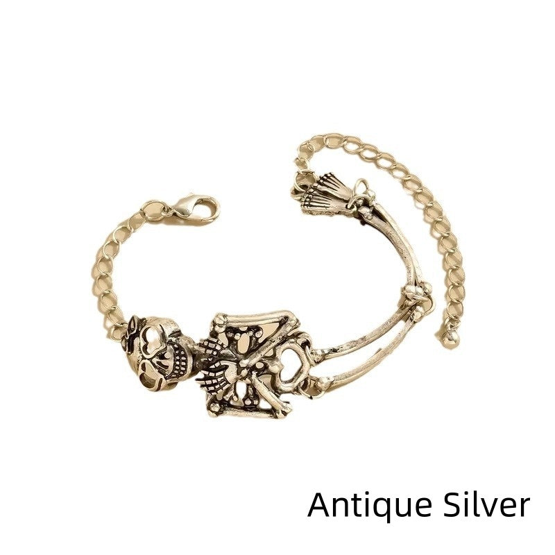 Bracelet tête de mort exagéré, bijou tendance pour Halloween