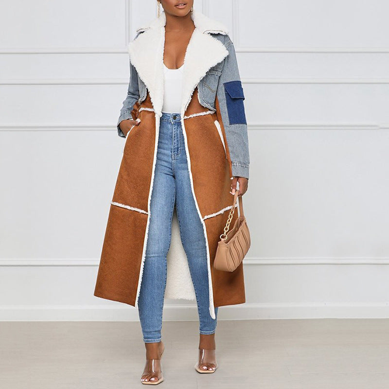 Veste longue en denim et coton tendance