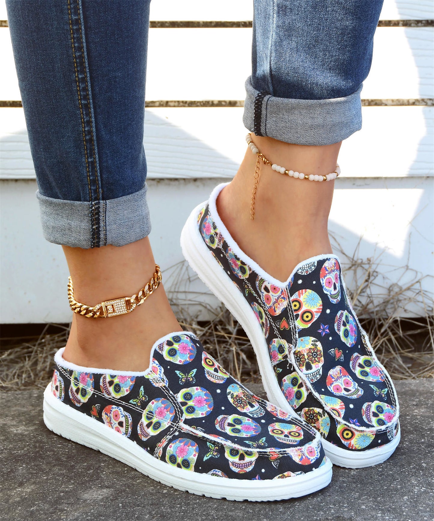 Printemps et été, nouvelles pantoufles élégantes, vêtements d'extérieur, chaussures en tissu fleuri