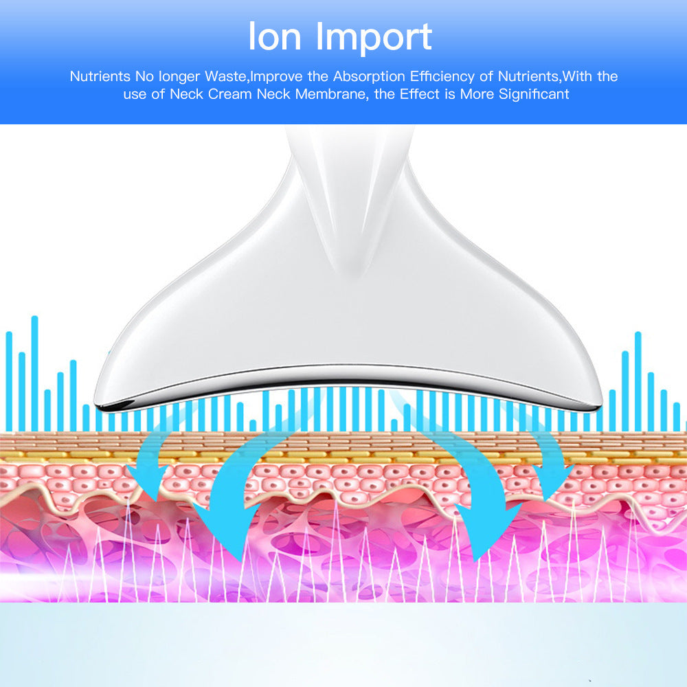 Dispositivo de belleza facial de cuello microcorriente EMS con 3 colores terapia de fotones LED estiramiento de la piel Reduce los dispositivos de estiramiento facial de papada