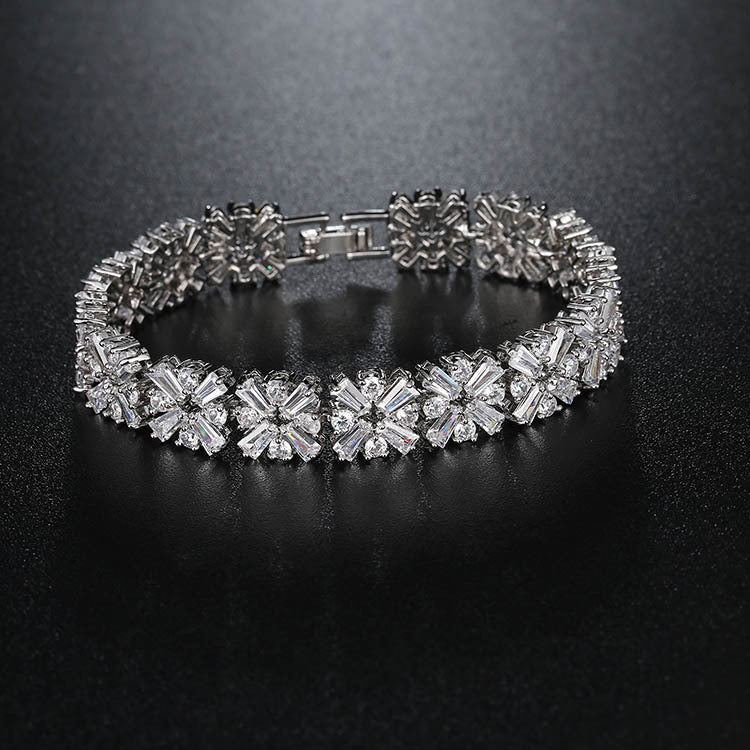 Joyería con incrustaciones de cera de circonita redonda de moda para novias con temperamento