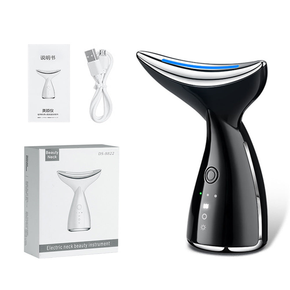 Dispositivo de belleza facial de cuello microcorriente EMS con 3 colores terapia de fotones LED estiramiento de la piel Reduce los dispositivos de estiramiento facial de papada