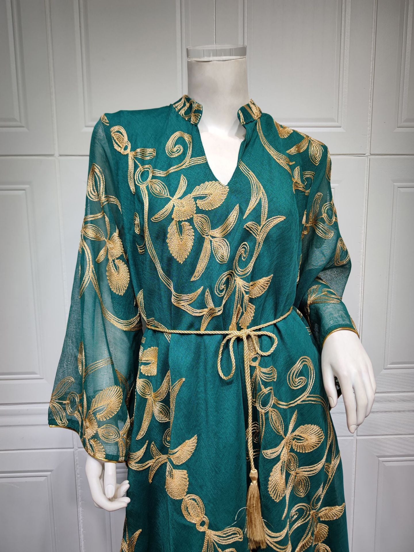 Robe en maille brodée arabe de Dubaï, mode musulmane pour dîner et fête