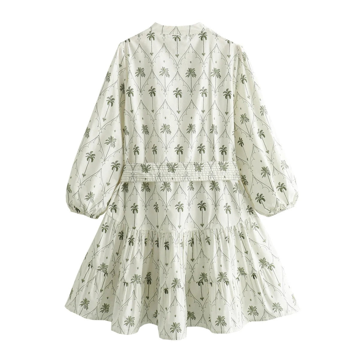 Robe à manches longues et col en V pour femme avec ceinture